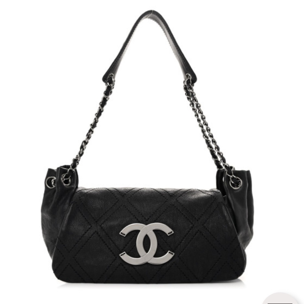 Vintage Chanel Black Quilted Shoulder Bag